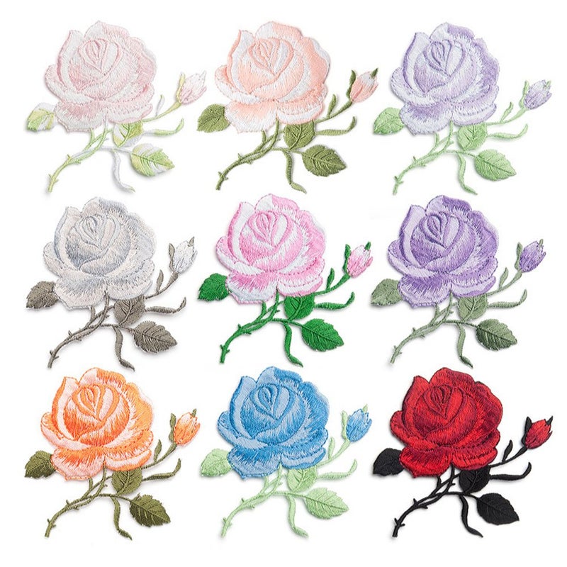 ZOOPOLR 3 Pack Colorful Rose Iron On Patches for Backpacks, Hats, DIY Sew on Applique Patch, Vintage Embroidered Patches for Repair Clothes, Jackets, Jeans (Red) - Image 5